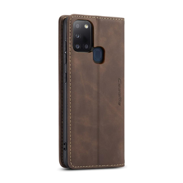 Samsung Galaxy A21S CaseMe-013 Multifunctional Retro Frosted Horizontal Flip Leather Case with Card Slot & Holder & Wallet(Coffee)