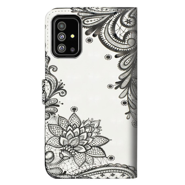 Samsung Galaxy A51 3D Painting Pattern Horizontal Flip TPU + PU Leather Case with Holder & Card Slots & Wallet(Diagonal Black Flower)