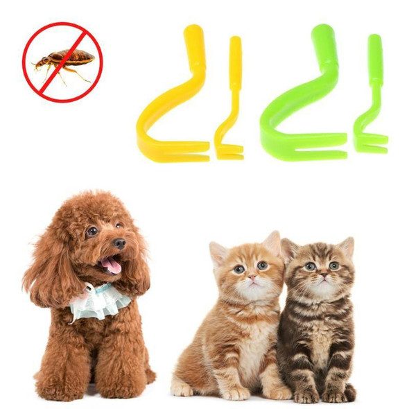 2 PCS Pet Catcher Flea Clipper Animal Deworming Pull Hard Tick Extractor Cats and Dogs Lice Scavenging Flea Hook(Green)