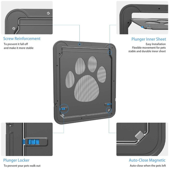 Pet Footprint Pattern Dog Auto Lock / Lockable Gate Cat Safe Flap Window Pet Screen Door, Size: 42x37cm