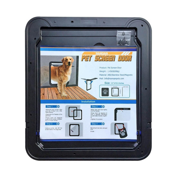 Pet Footprint Pattern Dog Auto Lock / Lockable Gate Cat Safe Flap Window Pet Screen Door, Size: 42x37cm