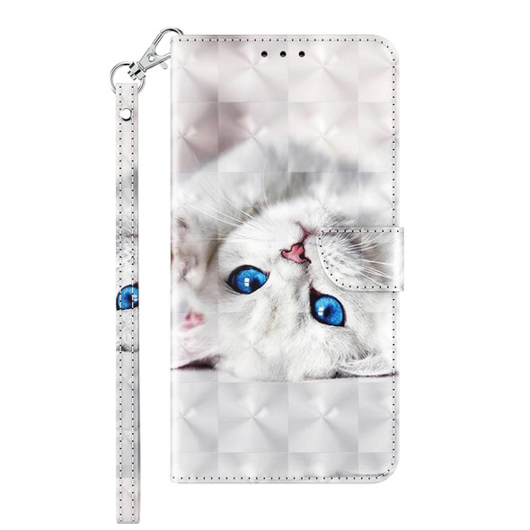 3D Painted Leatherette Phone Case - iPhone 13(Reflection White Cat)