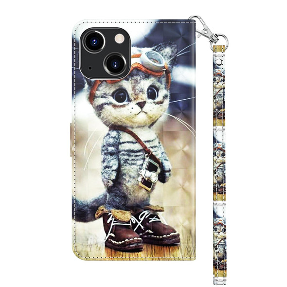 3D Painted Leatherette Phone Case - iPhone 13(Naughty Cat)