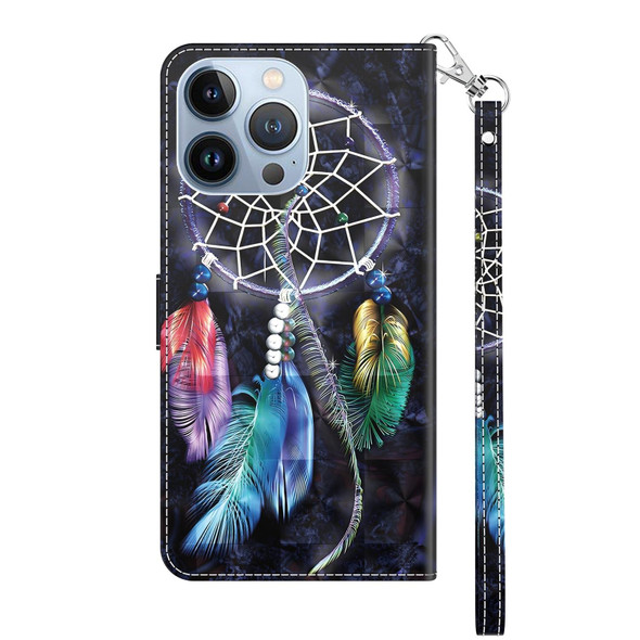 3D Painted Leatherette Phone Case - iPhone 13 Pro(Colorful Dreamcatcher)