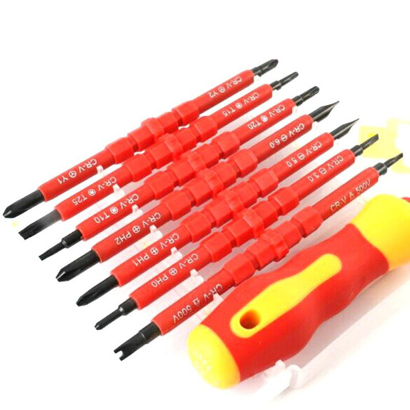 7 in 1 Bit Insulation Multipurpose Repair Tool Screwdriver Set(Red)