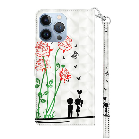 3D Painted Leatherette Phone Case - iPhone 13 Pro(Couple Rose)
