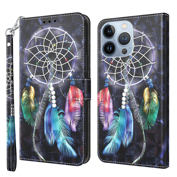 3D Painted Leatherette Phone Case - iPhone 13 Pro Max(Colorful Dreamcatcher)