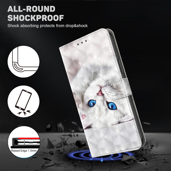 3D Painted Leatherette Phone Case - iPhone 12 mini(Reflection White Cat)