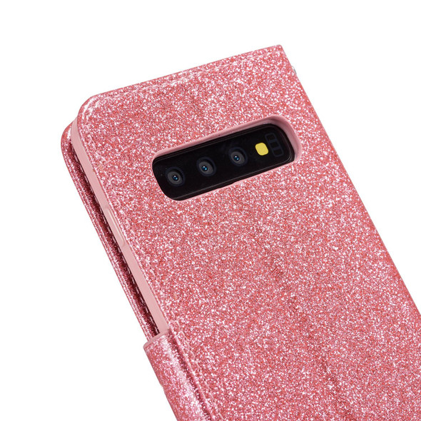 Samsung Galaxy S10 Glitter Powder Love Leather Phone Case(Rose Red)