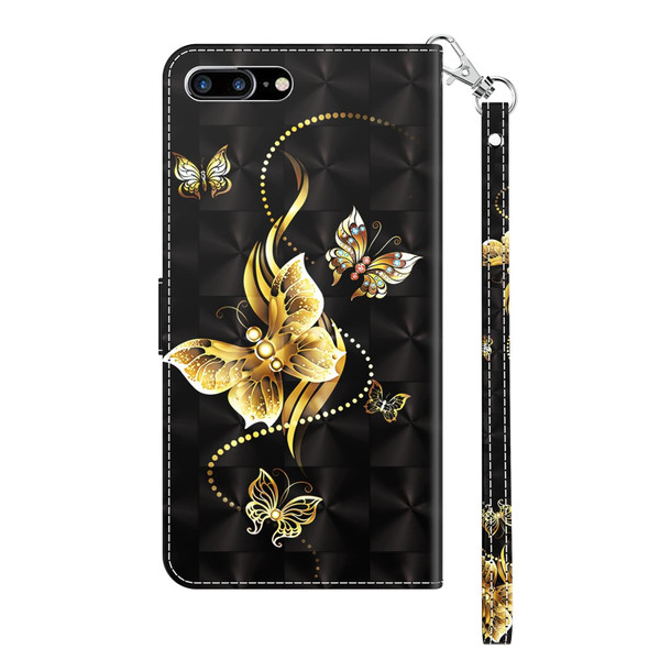 3D Painted Leatherette Phone Case - iPhone 8 Plus / 7 Plus(Golden Swallow Butterfly)