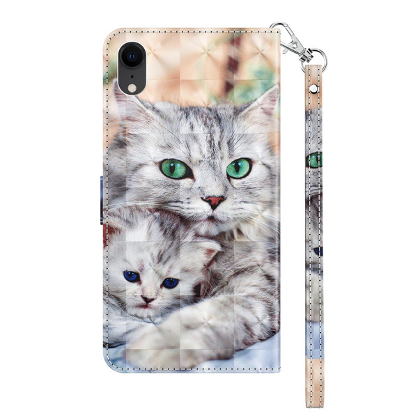 3D Painted Leatherette Phone Case - iPhone XR(Two Loving Cats)