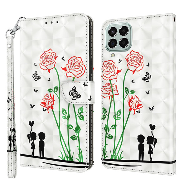 Samsung Galaxy M33 3D Painted Leather Phone Case(Couple Rose)