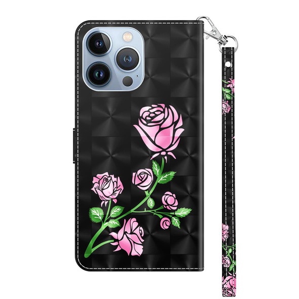 3D Painted Leatherette Phone Case - iPhone 14 Pro(Rose)