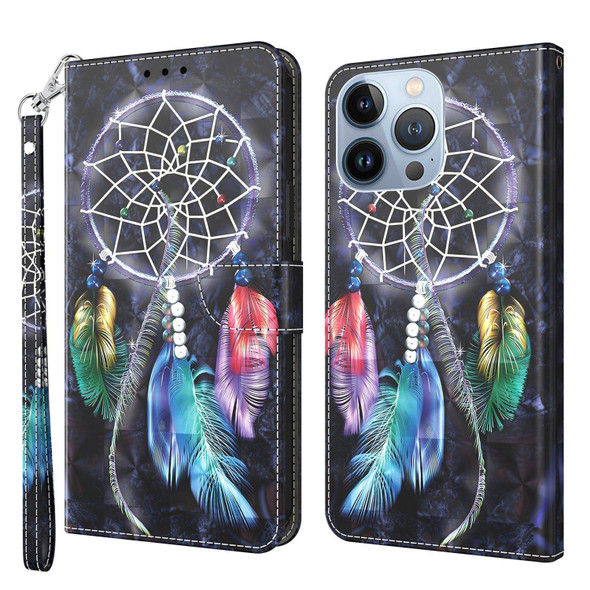 3D Painted Leatherette Phone Case - iPhone 14 Pro(Colorful Dreamcatcher)
