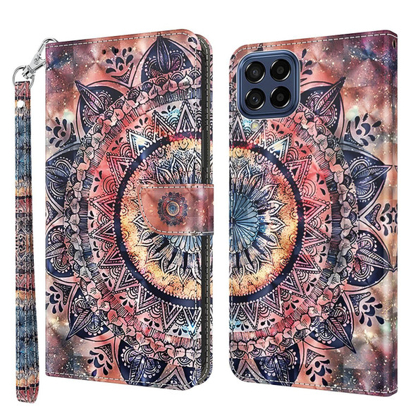 Samsung Galaxy M53 3D Painted Leather Phone Case(Colorful Mandala)