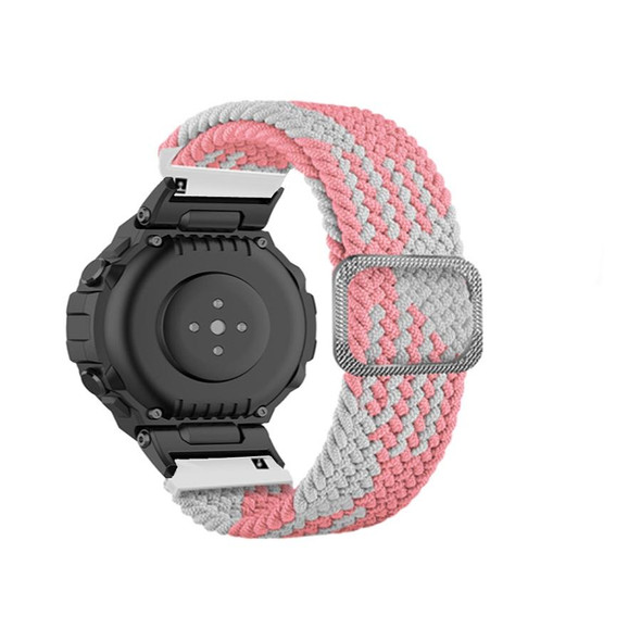 Amazfit T-Rex / T-Rex Pro / Ares Adjustable Buckle Braided Nylon Watch Band(Pink White)