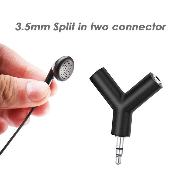 Mini Y Shaped 3.5mm Male to Double 3.5mm Female Jack Audio Headset Adapter Connector Keychain(Black)