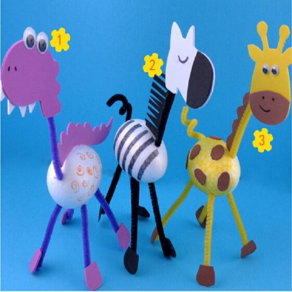 2 PCS DIY Homemade 3D Animals Kindergarten Learning Early Education Toys, Random Style Delivery