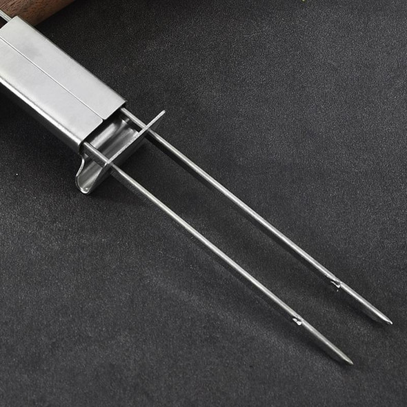 2 PCS Stainless Steel Semi-Automatic Double Head BBQ Fork Outdoor BBQ Tool