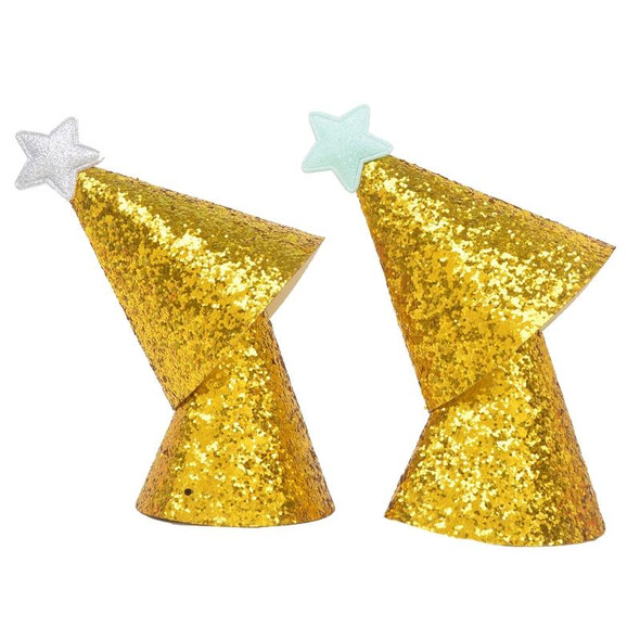 10 PCS Golden Birthday Hat Children Age Dress up Star Hat Glitter Cake Cap(Silver Star)