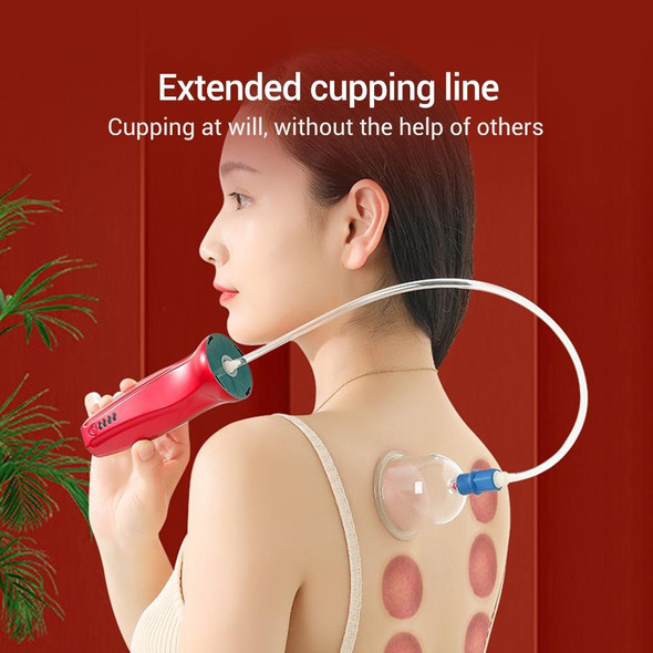 Electric Cupping Device Vacuum Scraping Instrument Charging Meridian Massage Device(Red)