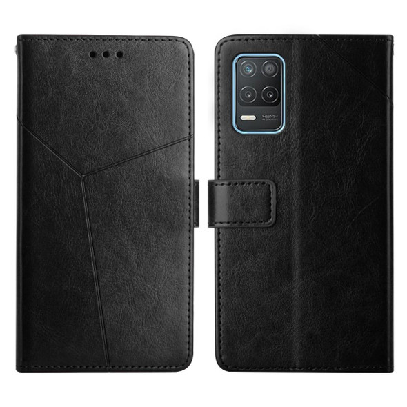 OPPO Realme 8 5G Y Stitching Horizontal Flip Leather Phone Case(Black)