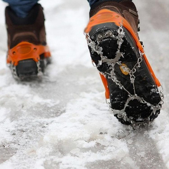 1 Pair 19 Teeth Anti-Slip Ice Gripper Hiking Climbing Chain Shoes Covers, Size:XL(Orange)