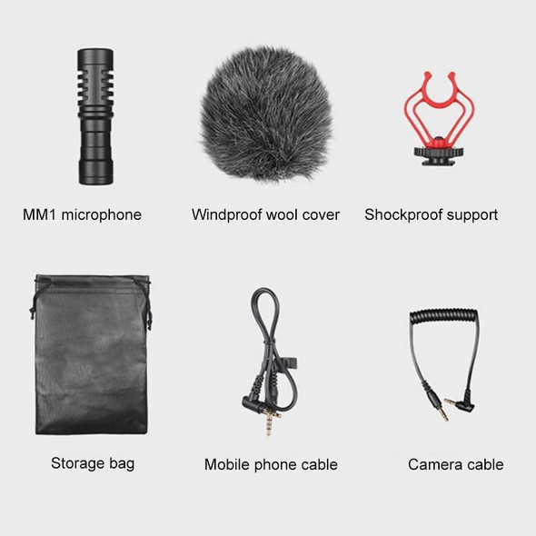 MM1 Live Recording Interview Intelligent Noise Reduction Condenser Microphone for Mobile Phone / SLR Camera / Camcorder (Black)