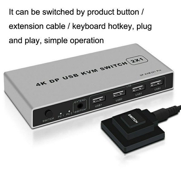 4K KYSW59 60HZ DP USB KVM Switch 2-in-1 Computer Sharing Device