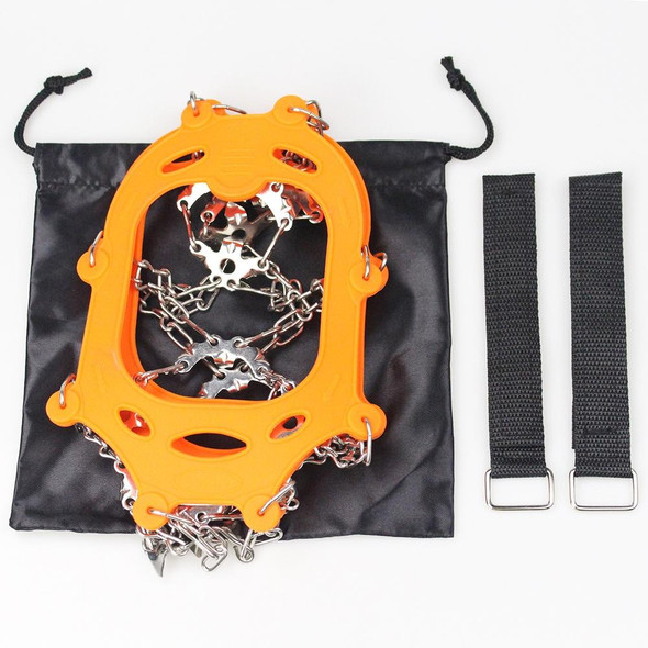 1 Pair  23 Spikes Crampons Outdoor Winter Walk Ice Fishing Snow Shoe Spikes,Size: XL Orange 