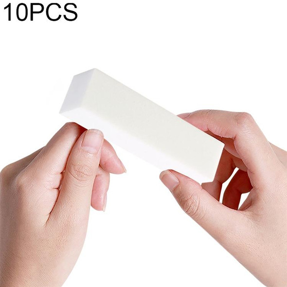 10 PCS Tofu Block Nail Polish Four Squares High Elastic Cotton Manicure Sand Block (White)