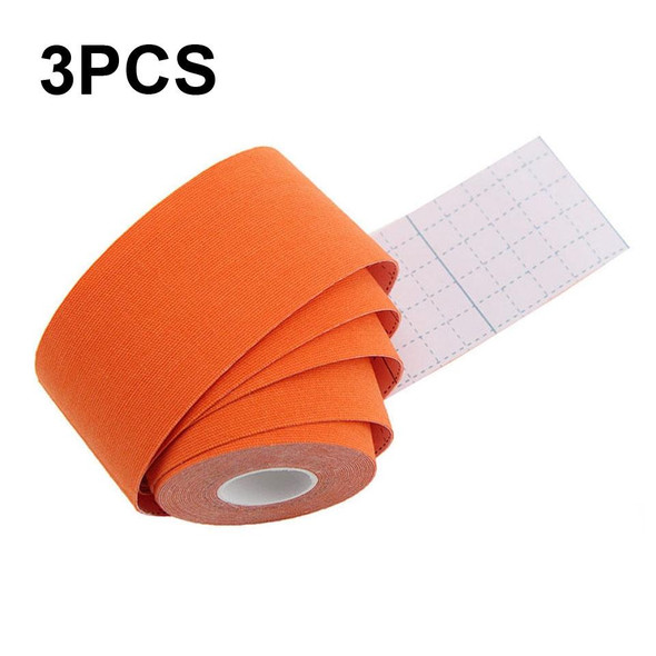 3 PCS Muscle Tape Physiotherapy Sports Tape Basketball Knee Bandage, Size: 5cm x 5m(Orange)