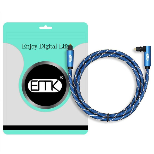 EMK 90 Degree Swivel Adjustable Right Angled 360 Degrees Rotatable Plug Nylon Woven Mesh Optical Audio Cable, Cable Length:1m(Blue)