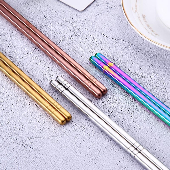 1 Pair Stainless Steel Tableware Colorful Reusable Metal Chopsticks Dishware, Length23cm(Gold)