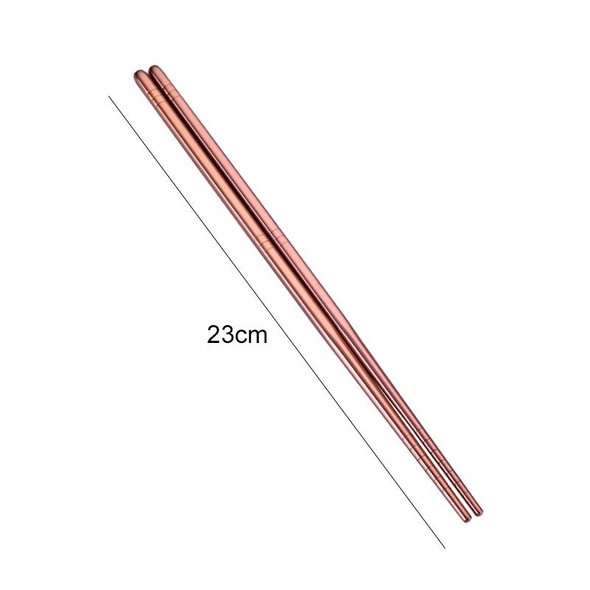 1 Pair Stainless Steel Tableware Colorful Reusable Metal Chopsticks Dishware, Length23cm(Rose Gold)