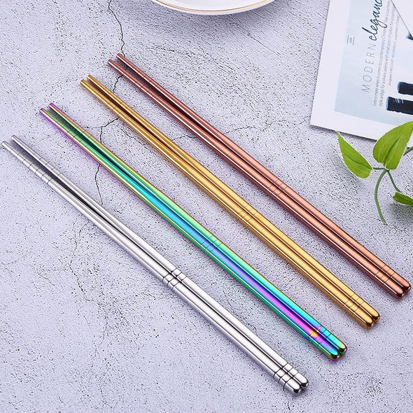 1 Pair Stainless Steel Tableware Colorful Reusable Metal Chopsticks Dishware, Length23cm(Silver)