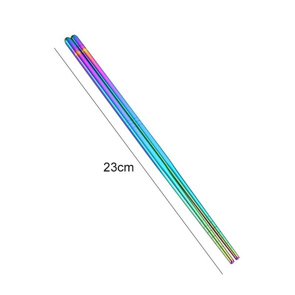 1 Pair Stainless Steel Tableware Colorful Reusable Metal Chopsticks Dishware, Length23cm(Multicolor)