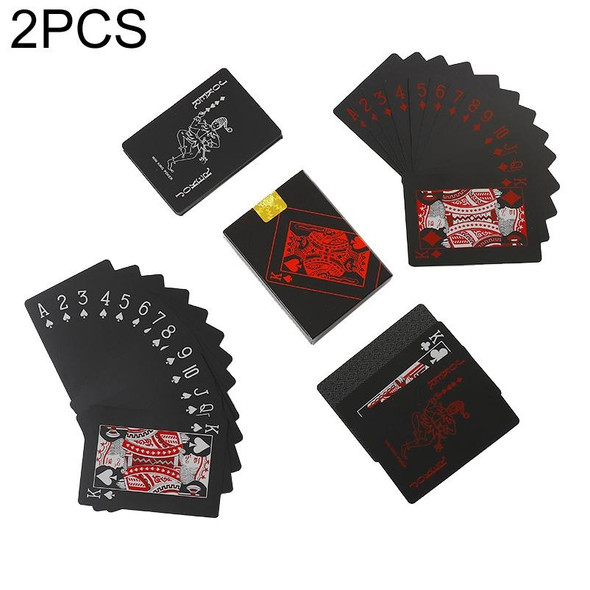 2 PCS Plastic Waterproof PVC Poker Cards, Size:6.3 x 8.9cm(Red+White)
