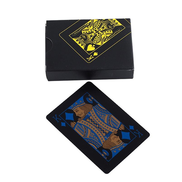 2 PCS Plastic Waterproof PVC Poker Cards, Size:6.3 x 8.9cm(Blue+Gold)