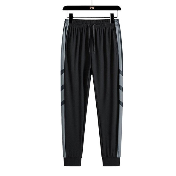 Casual Ice Silk Shorts and Trousers (Color:Black Boxer Trousers Size:XXXXL)