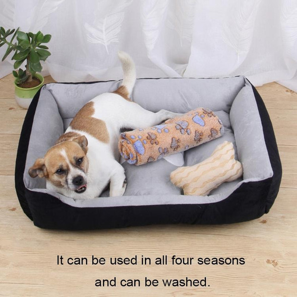 Dog Bone Pattern Big Soft Warm Kennel Pet Dog Cat Mat Blanket,with Rattan Mat & Blanket Size: XXS, 453015cm (Light Grey)