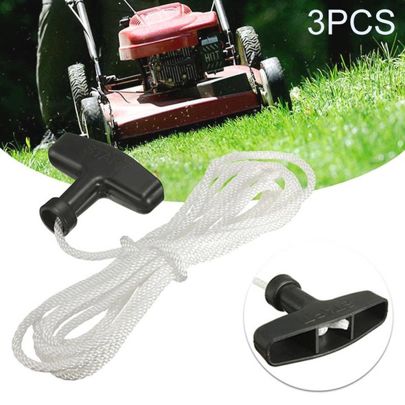 3 PCS Lawn Mower Chainsaw Trimmer Universal Recoil Pull Start Handle with Rope Cord, Rope Length:3m