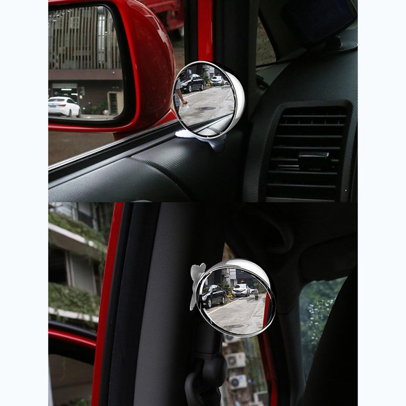 3R-044 Auxiliary Rear View Mirror Car Adjustable Blind Spot Mirror Wide Angle Auxiliary Rear View Side Mirror(Black)