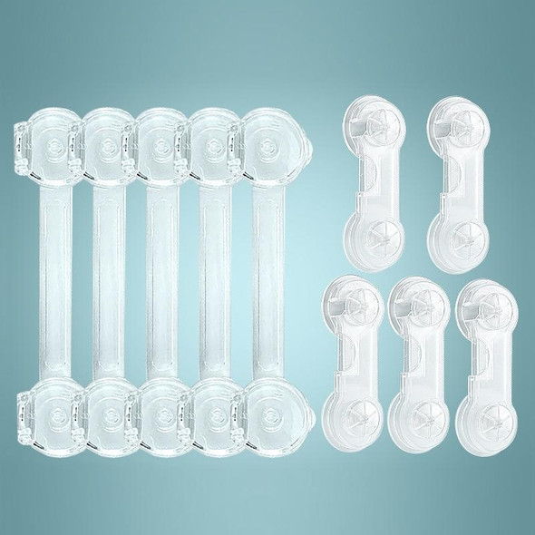 5 PCS Transparent +5 Pair Lock Children Drawer Anti-opening Cabinet Door Refrigerator Safety Lock