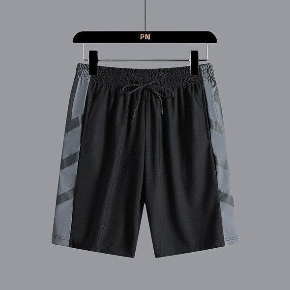 Casual Ice Silk Shorts and Trousers (Color:Black Shorts Size:L)