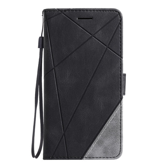 OPPO Realme 8 4G Skin Feel Splicing Horizontal Flip Leather Case with Holder & Card Slots & Wallet & Photo Frame(Black)