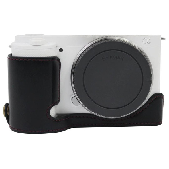 1/4 inch Thread PU Leatherette Camera Half Case Base for Sony ZV-E10 / ZV-E10L (Black)