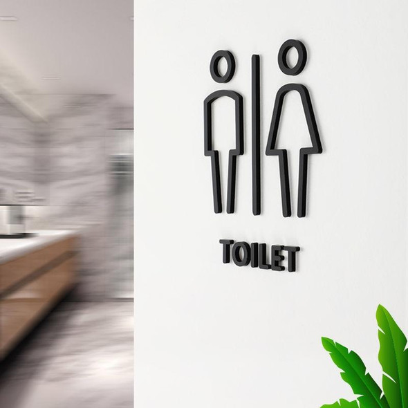19 x 14cm Personalized Restroom Sign WC Sign Toilet Sign,Style: Tie-Golden Public