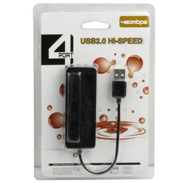 4 Ports USB 2.0 HUB with 4 Switch(Black)