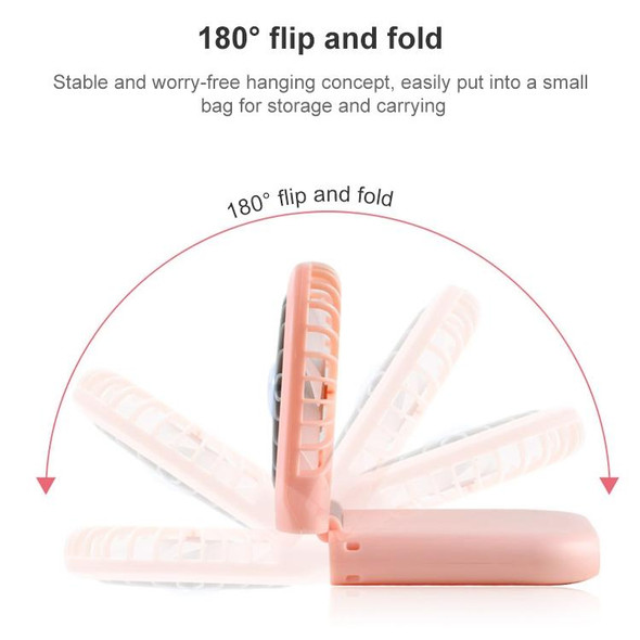 F20 Electroplating Handheld Fan Portable Desktop Folding Mute USB Hanging Neck Fan (Pink)